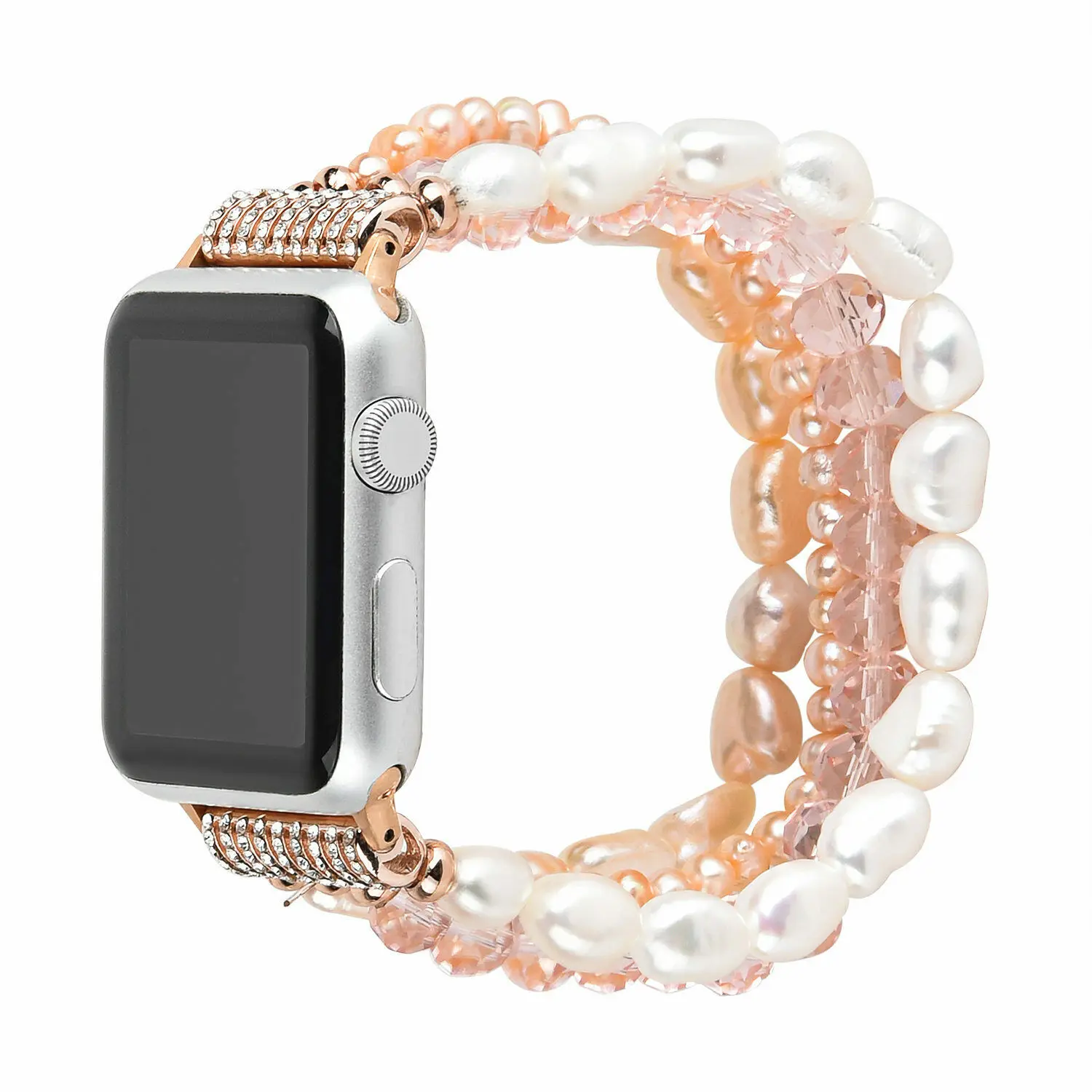 Фото Ремешок для часов для Apple Watch Series 5 4 3 2 1, женский браслет с жемчужинами и кристаллами для iWatch Band 38/40 мм 42/44 мм №3