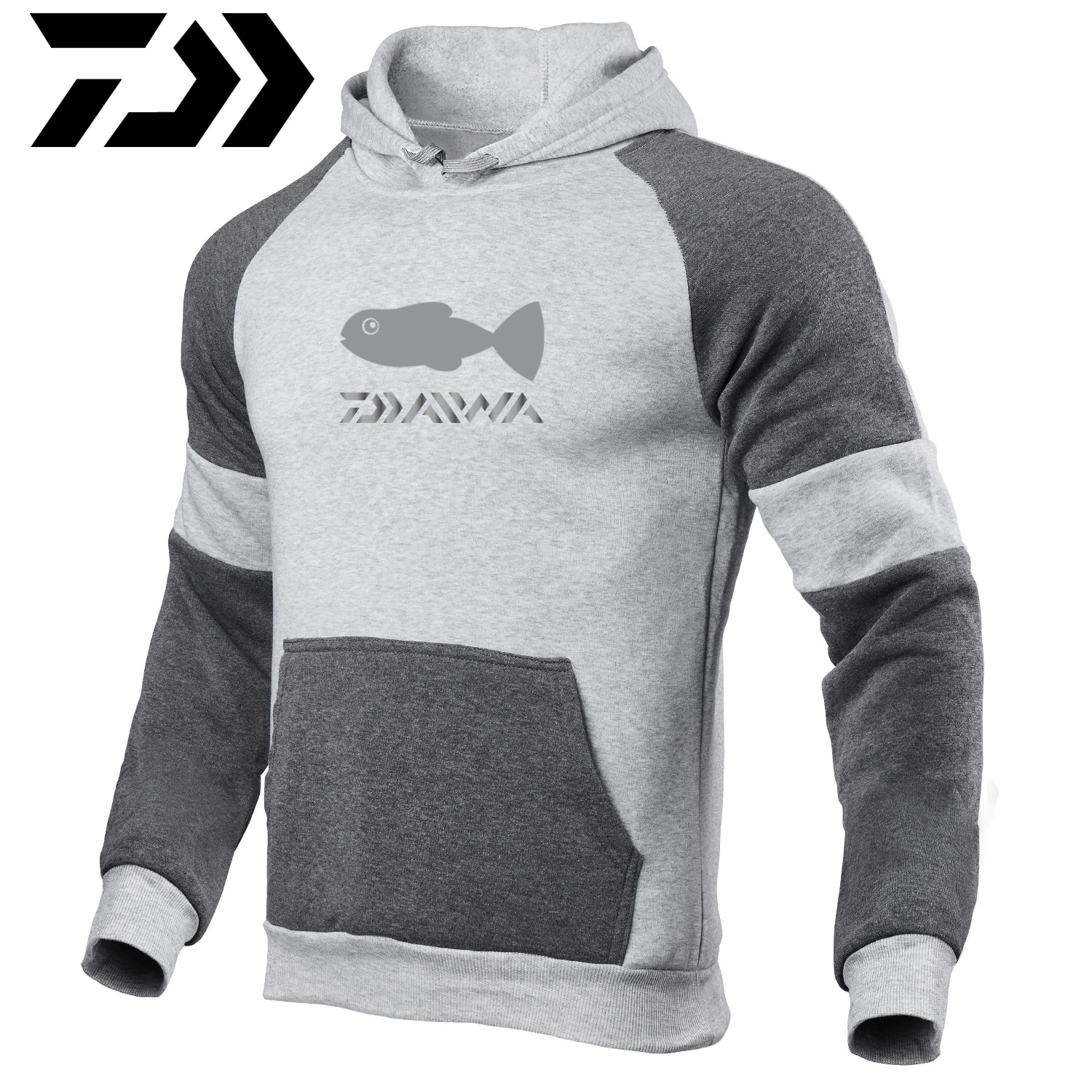 

Daiwa Spring Autumn Fishing Sweatshirt Men Patchwork Outdoor Sport Clothes Pocket Hoodie Fishing Shirt Fishing Clothing