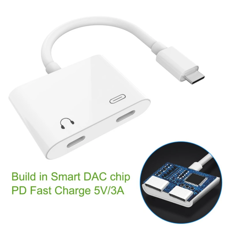 2 в 1 двойной разъем type-C адаптер PD Быстрая зарядка зарядное устройство usb type C