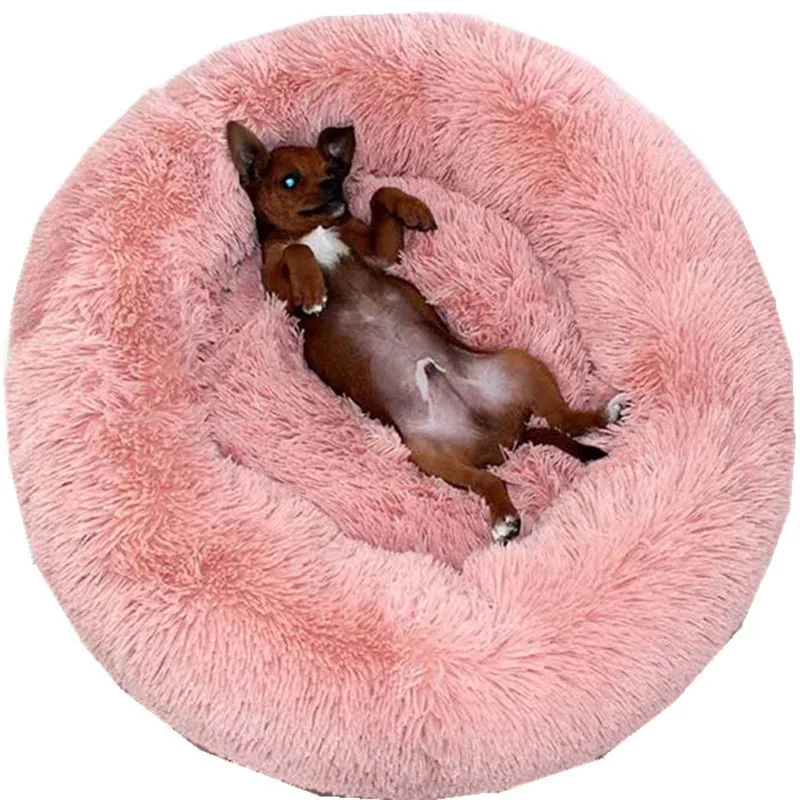 40-100cm Large Round Coral Fleece Soft Long Plush Pet Mats Dog Bed House Animals Cat Mat Sofa Chihuahua Labrador Supplies | Дом и сад