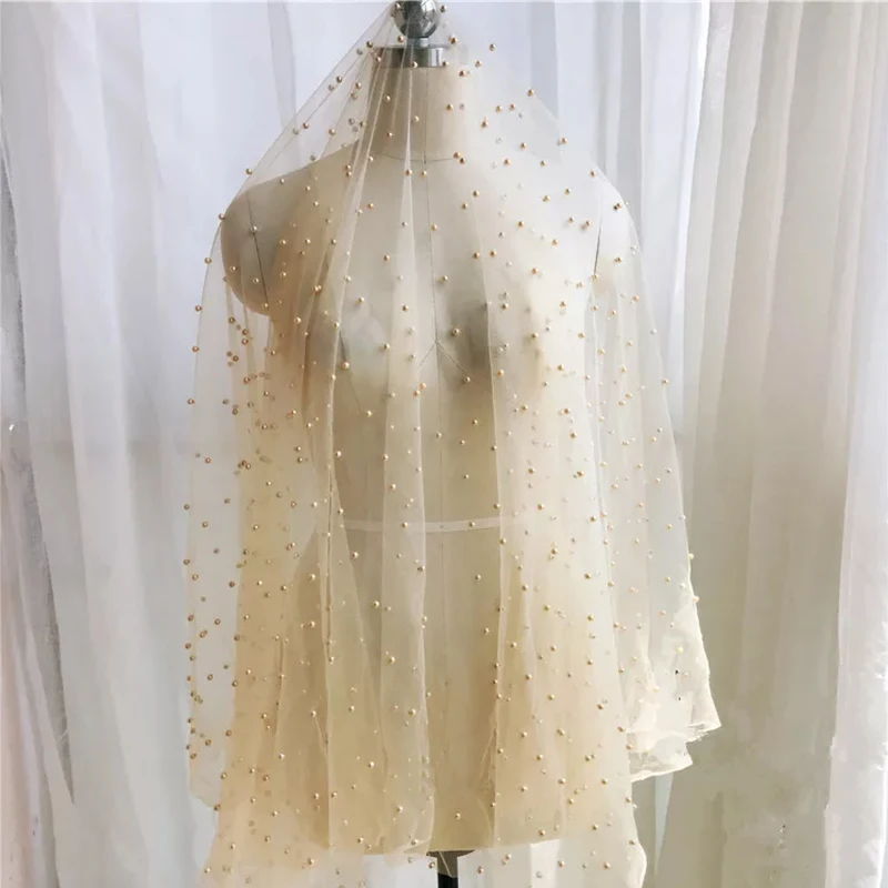 

Blue multicolor nails pearl fabric dress yarn accessories soft cloth dress fabric tulle fabric