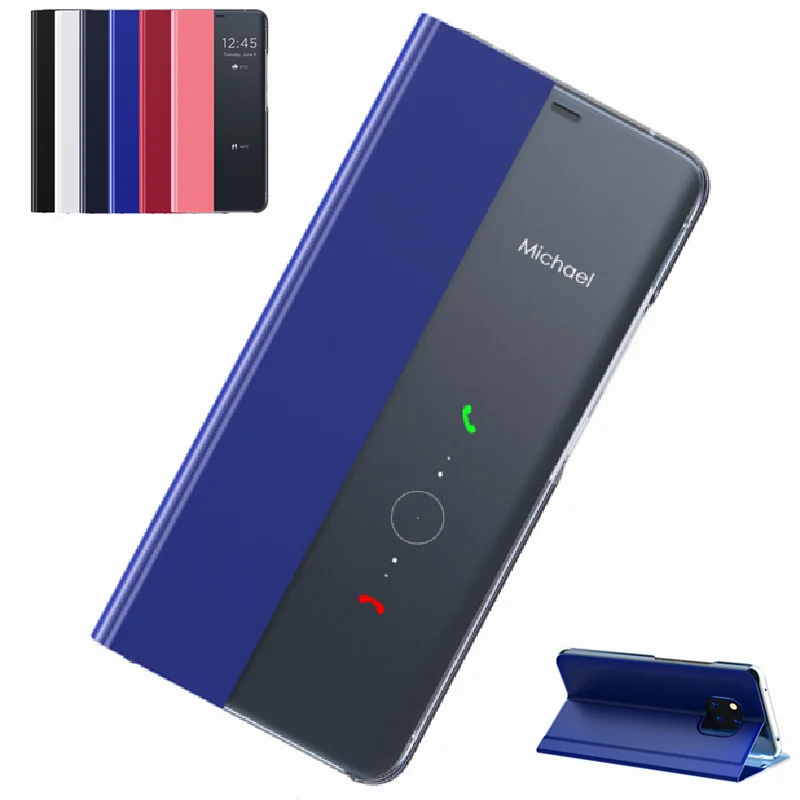 Кожаный чехол для Samsung Galaxy S21 Ultra Plus умный зеркальный флип-чехол телефона S20 21 S20fe