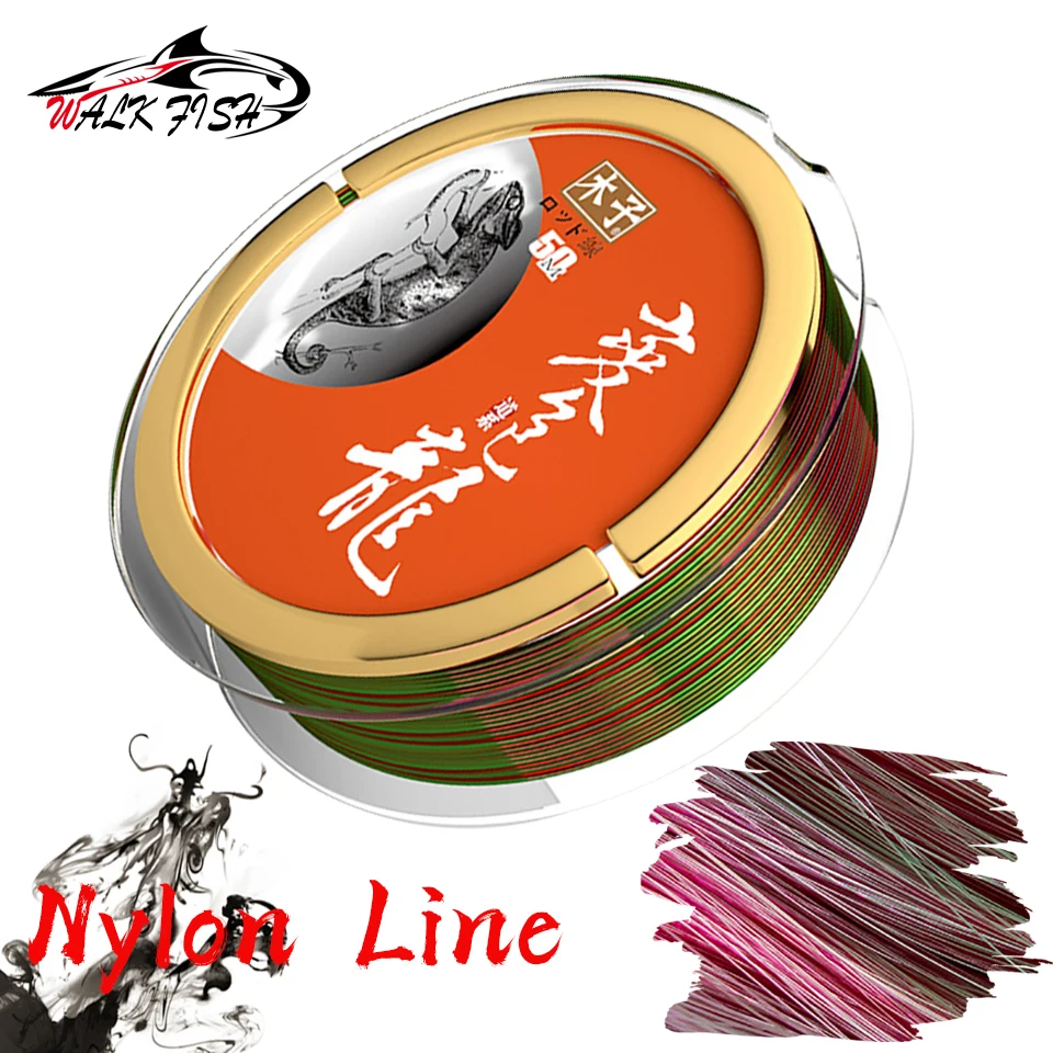 

WALK FISH нейлоновая рыболовная леска, 50 м, невидимая рыболовная леска, сверхпрочная двухцветная японская однонитевая рыболовная леска