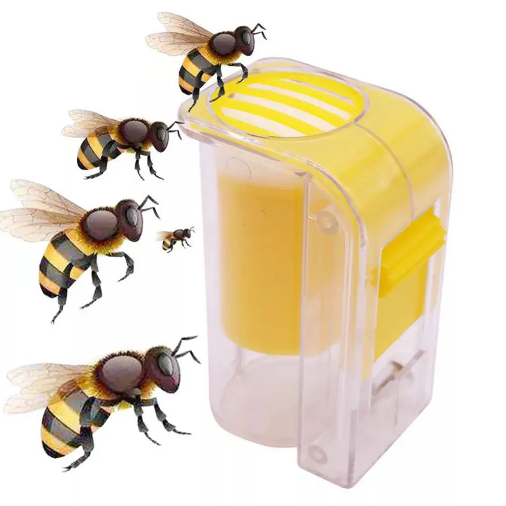 

Queen Bee Marker Bottle Queen Bee Catcher Cage Plunger Plastic One Handed Beekeeping Garden Supplies Tool Yellow