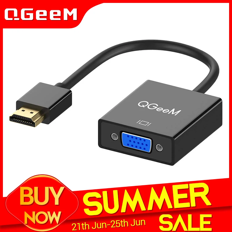 QGeeM HDMI кабель совместимый с VGA адаптером цифровой видео и аудиопреобразователь - Фото №1