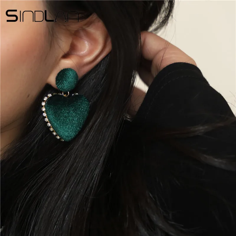 Sindlan осень зима геометрические серьги с кристаллами и мехом для женщин винтажные