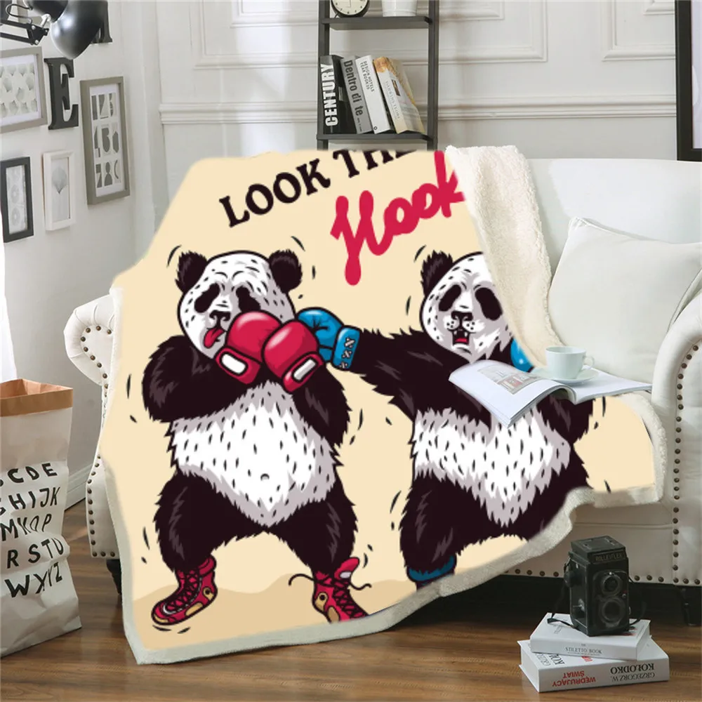 

3D Cute Panda Print Soft Warm Comfortable Flannel Blanket Animal Pattern Winter On The Bed Sheet Sofa Throw Sofa Blankets Cover