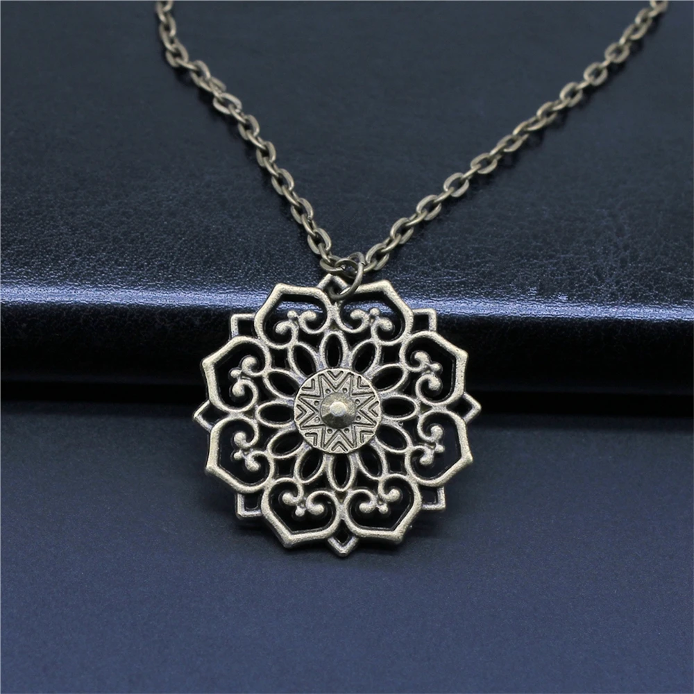 Модное ожерелье с подвеской в виде цветка бронзовым покрытием 31x31 мм для женщин и