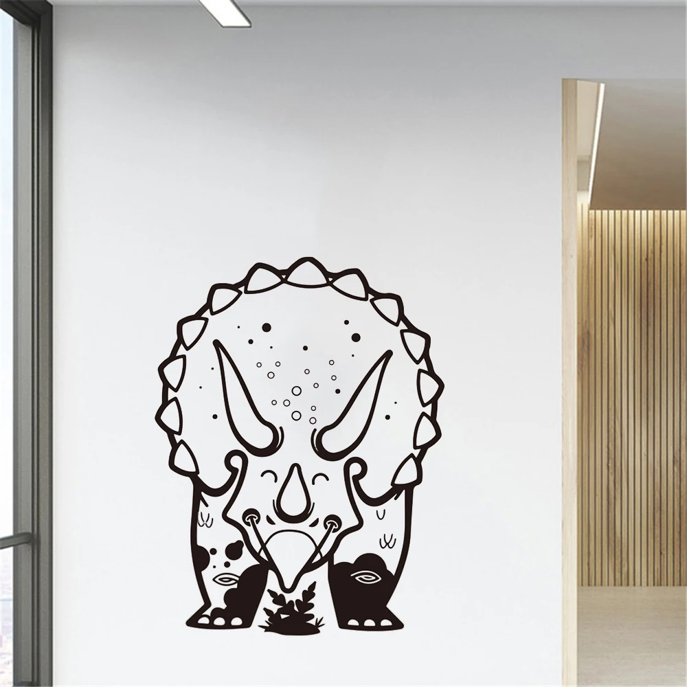 Cartoon Triceratops Dinosaur Wall Sticker Boy Room Kids Room Large Jurassic Park Dino Animal Wall Decal Bedroom Vinyl Home Decor