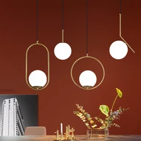 glass ball pendant lights milky white lampshade modern led hanging lamp for living room brassblackchrome pendant lamp