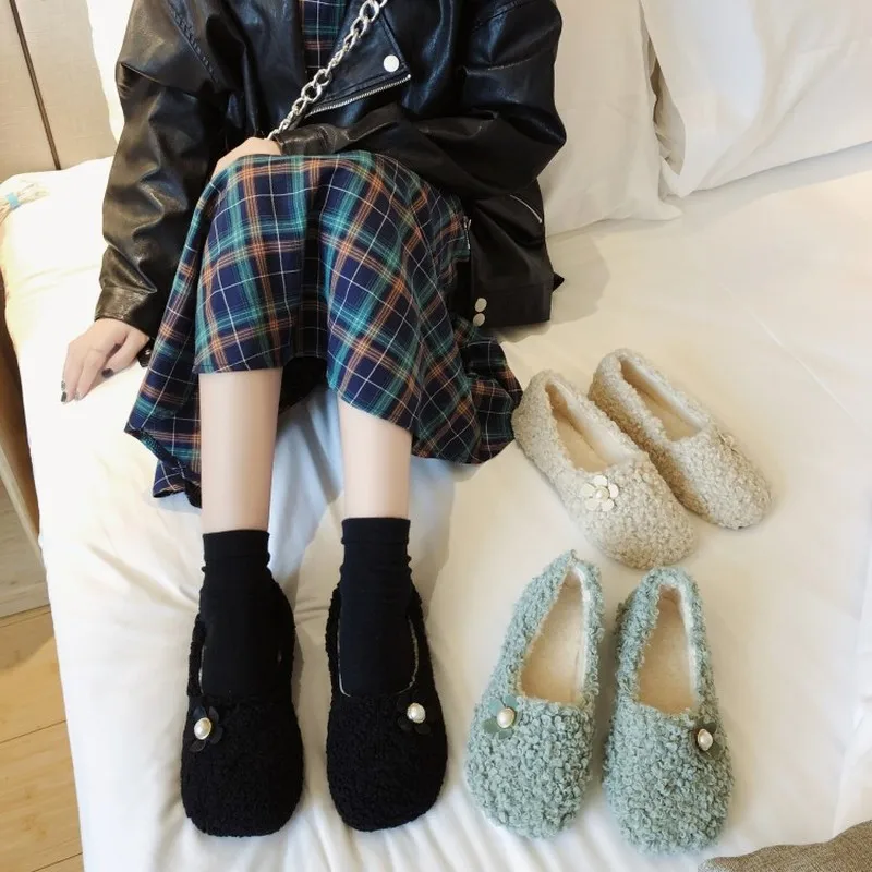 

2020 женская обувь на каждый день; Zapatos Muje; Женские шерстяные лоферы на плоской подошве; Сезон осень-зима; Обувь на меху; Модная обувь без шнуров...