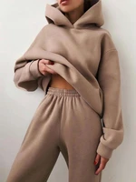 womens tracksuit spring and autumn fashion casual two piece hooded long sleeve solid color urban casual suit