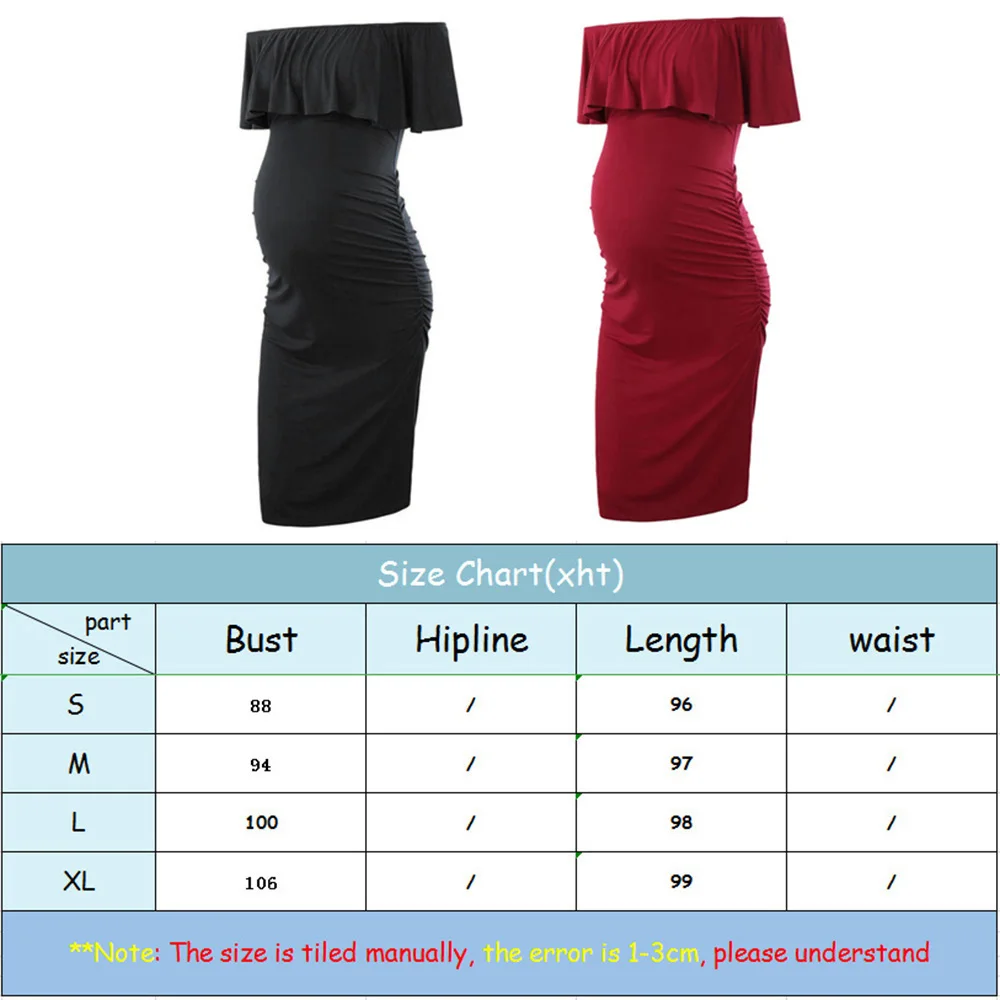 

Maternity Dress Ruffle Dresses For Women Solid Off Shoulder Snug design