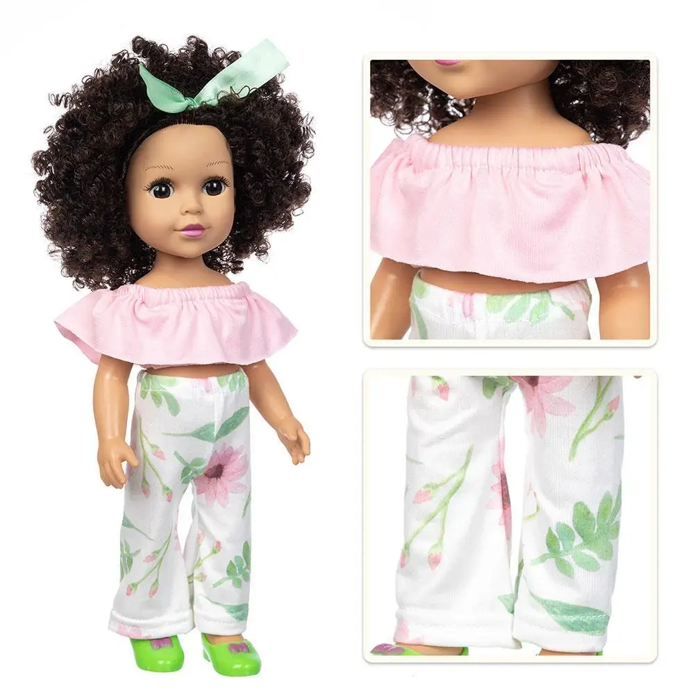 

Black African Black Baby Realistic Vinyl Baby Girl Curly Cute Vinyl Gift 35cm Toy Black Hair For Kids Baby Doll Birthday Re U4G4