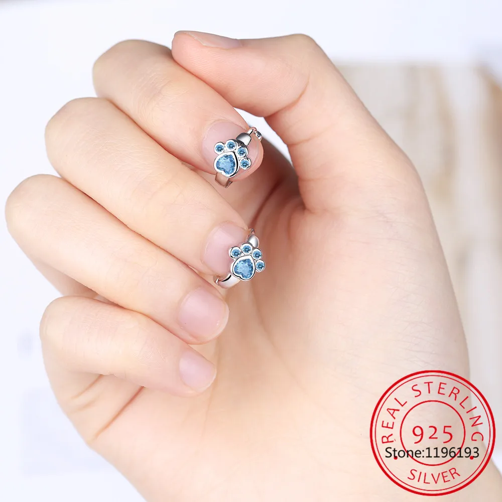 Серьги-кольца детские из серебра 925 пробы с голубыми кристаллами - купить по