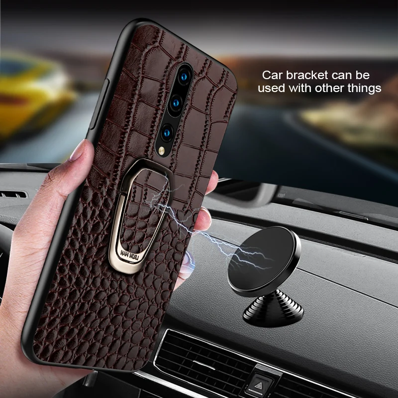 Genuine Leather Ring bracket Magnetic phone case for oneplus 7 7pro 6 6T Luxury cover One plus 7t pro 5 5t Fundas | Мобильные