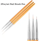 3 шт.компл. золотая ручка для дизайна ногтей Живопись из линий, профессиональная высококачественная ручка для УФ-гель-лака, набор инструментов для 3D-дизайна маникюра и рисования