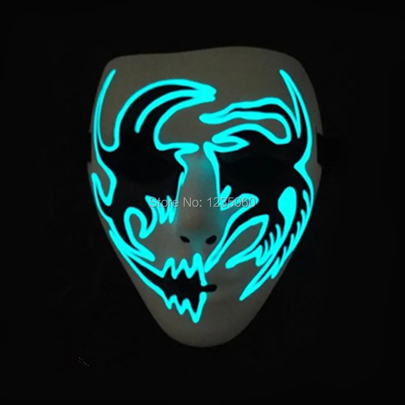 СВЕТОДИОД мигает El провода маска на Хэллоуин со светодиодной подсветкой Красота