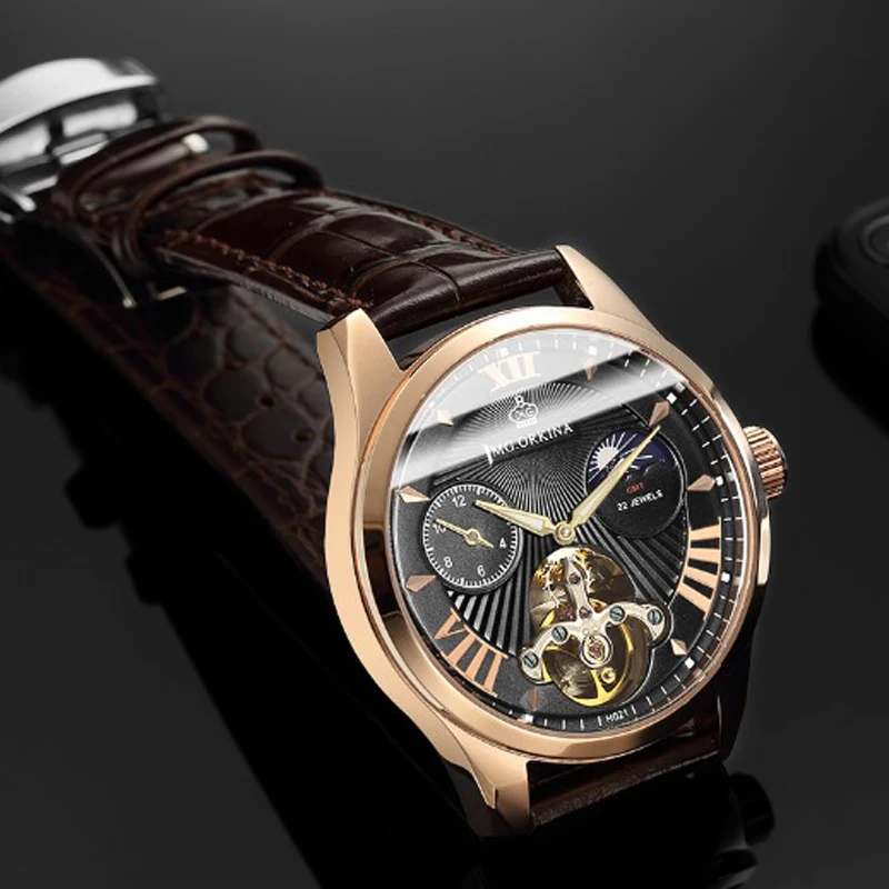 Мужские часы с автоподзаводом MG.ORKINA наручные сапфировым стеклом и фазой Луны