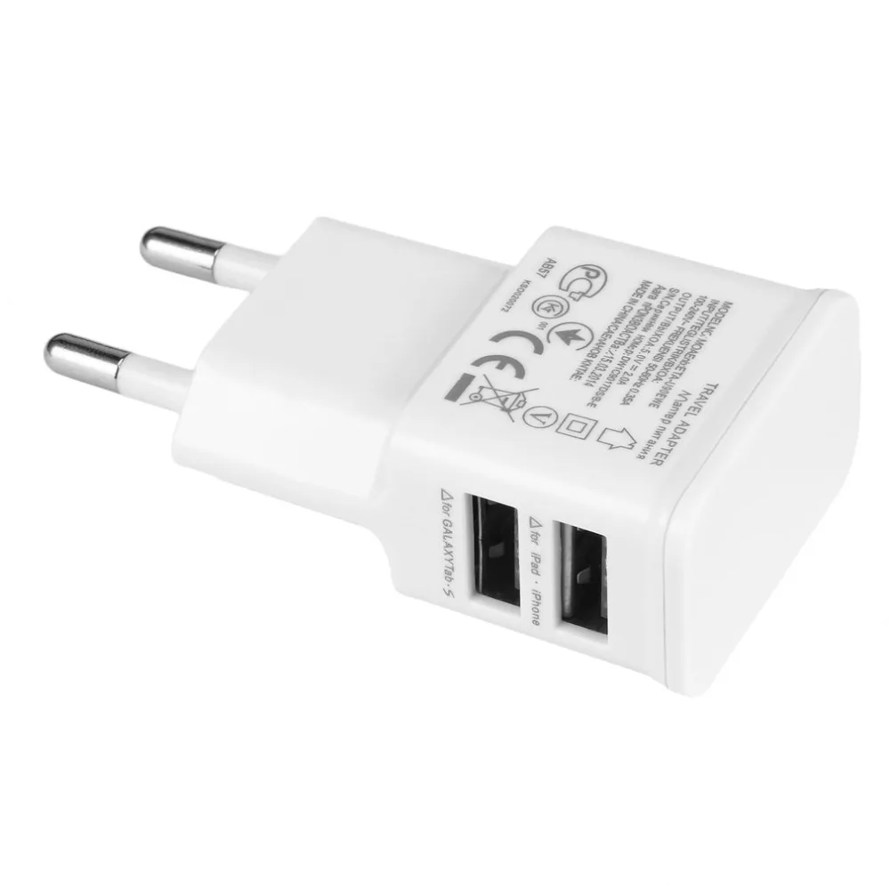 

New Arrived 2A Dual 2Ports USB EU Wall power Adapter for Samsung iPhone HTC MOTO Perfect-white