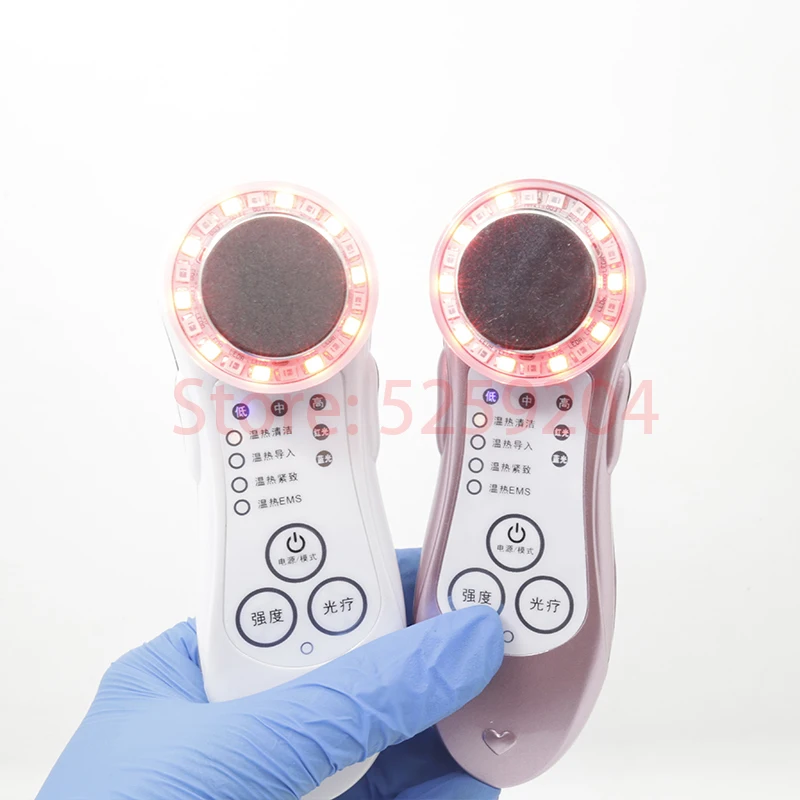 Светодиодный фотонотерапевтический массажер для лица 5 в 1 устройство омоложения