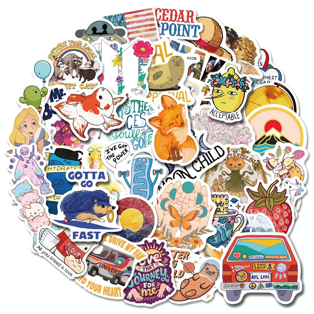 

10/30/50PCS Mix and Match Small Fresh Stickers, Graphic Mix and Match Children's Cartoon Cute Stickers Stickers Wholesale