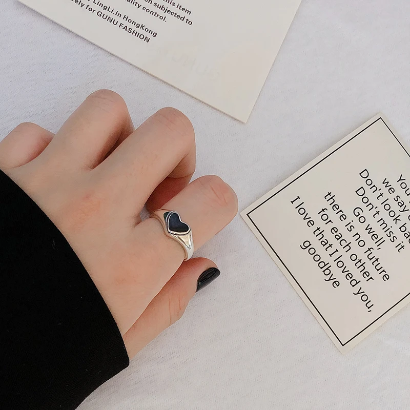 Кольцо из серебра 925 пробы с черной эмалью в винтажном стиле|jewelry making ring|ring beamjewelry