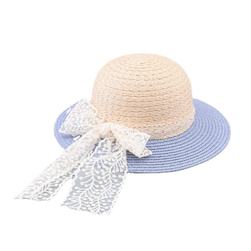 

Girls Summer Cap Black Ribbon Decorate Wavy Straw Hat For Girls Children Panama Hat Kids Sun Cap Baby Beach Hats