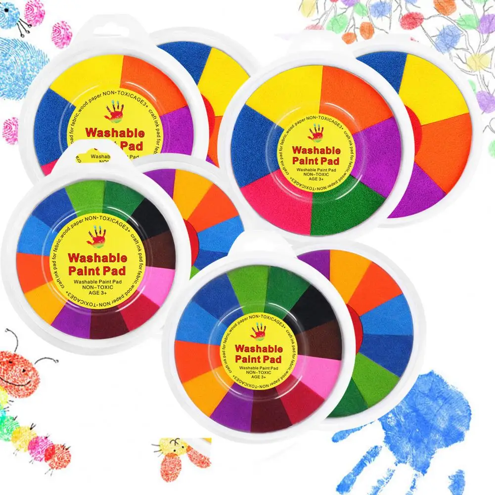 

Finger Ink Pad Non-fade Easy-using Colorful Multiple Colors Craft Ink Stamp for Child