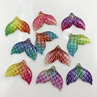diy colour rainbow 30pcs 2430mm acryl mermaid tail charms pendants handmade decoration findings jewelry making accessories