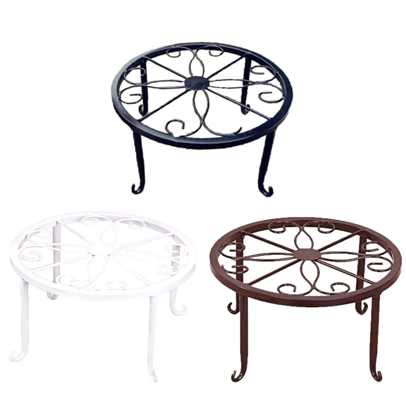 

Plant Stand Floor Flower Pot Rack Round Iron Garden Indoor Balcony Decor