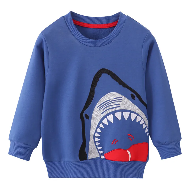 

Jumping Meters Children's Clothing For Autumn Spring Boys Girls Sharks Embroidery Hot Selling Toddler Shirts Top Baby Sweatshirt