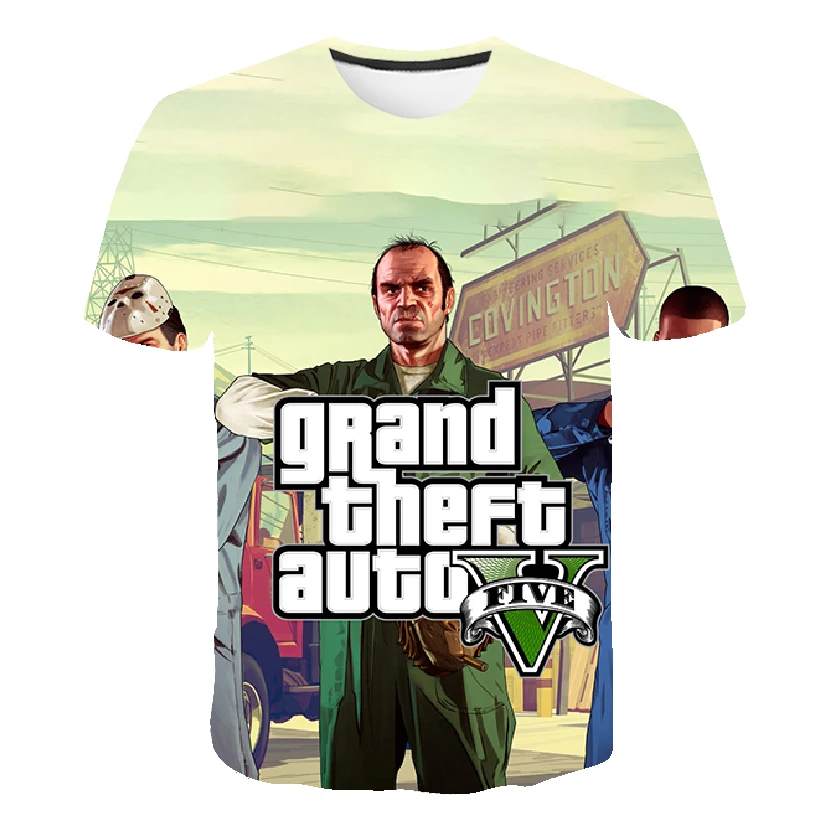 

HOT Gta Street RPG Game Boys Girls 3D T Shirt Gta Short Sleeve Grand Theft Auto 5 Print Children Tees Short Sleeve Kids Clothes