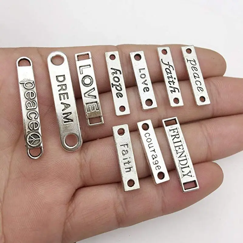 

80Pcs Mixed Color Word Hope Love Dream Letters Connector Pendants Jewelry Making