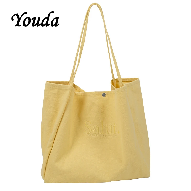 Youda Большая вместительная Холщовая Сумка простые модные сумки на плечо Дамская