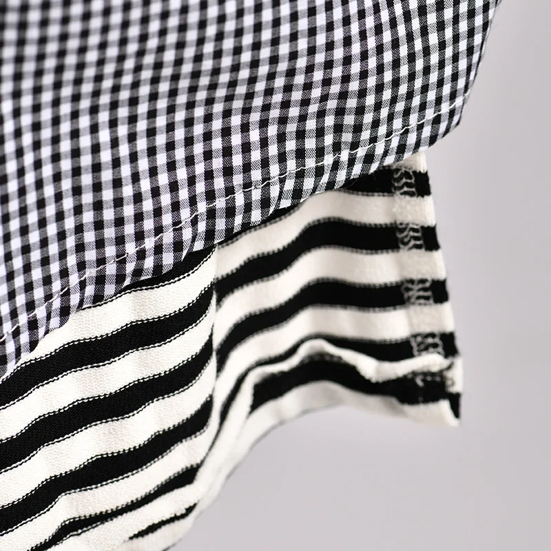 MICOCO C2121 корейский стиль до и после проверки мозаичные полосы Длинные свободные