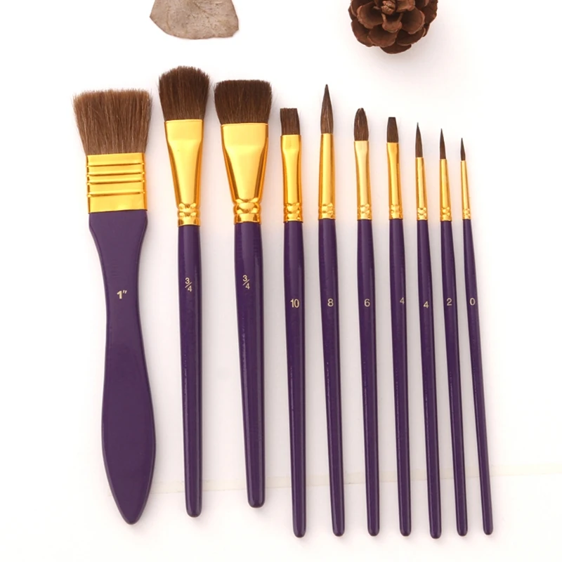 

10 Pcs Premium Stencil Paint Brush Acrylic Oil Paint Brush Set with Zippered Brush Holder Case Painting Drawing Supplies