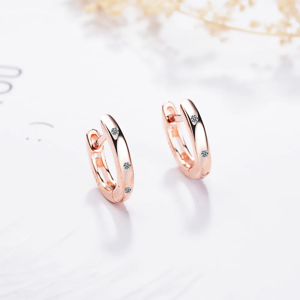 Женские маленькие серьги кольца из розового золота Huggie модные серебряного цвета