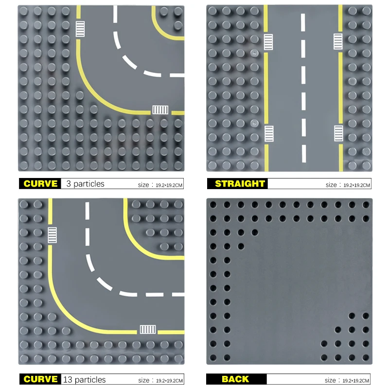 Большие плиты базы городских дорог и улиц для строительных блоков DIY, аксессуары для игрушек, подарок для детей.