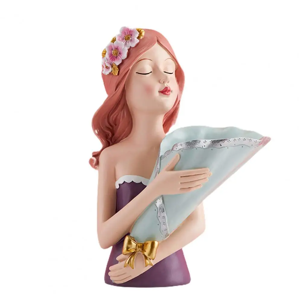 

Resin Bouquet Girl Sculpture Ornament Gift Living Room Home Decor Accessories Gift Living Room Flower Arrangement Container