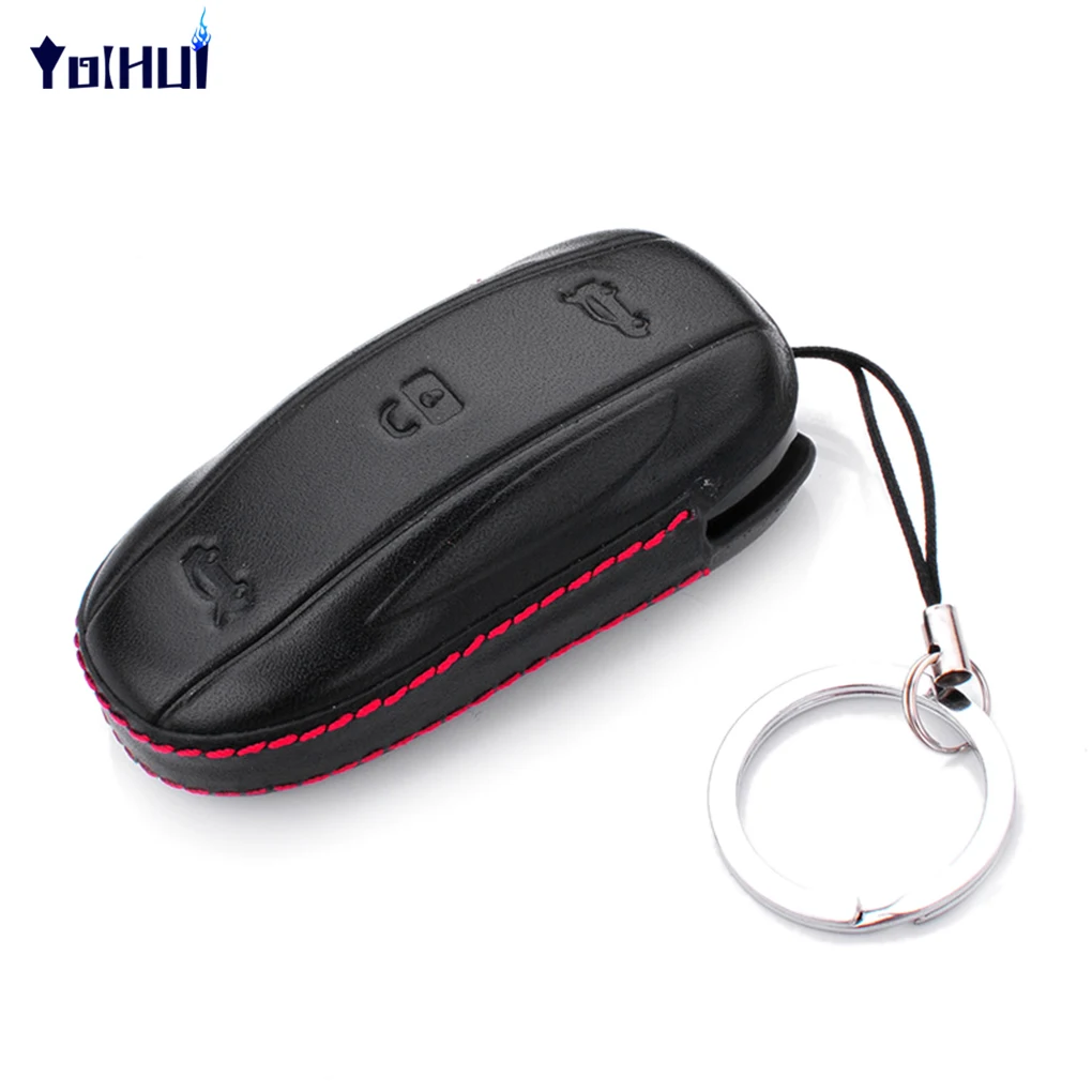 Для Tesla модель S 4D автомобильный кожаный чехол-кошелек для ключей с держателем |