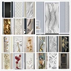 3D дверные наклейки из ПВХ, современные абстрактные Модные линии, серебряные жемчужины, обои для гостиной, художественные дверные плакаты, самоклеящиеся настенные наклейки