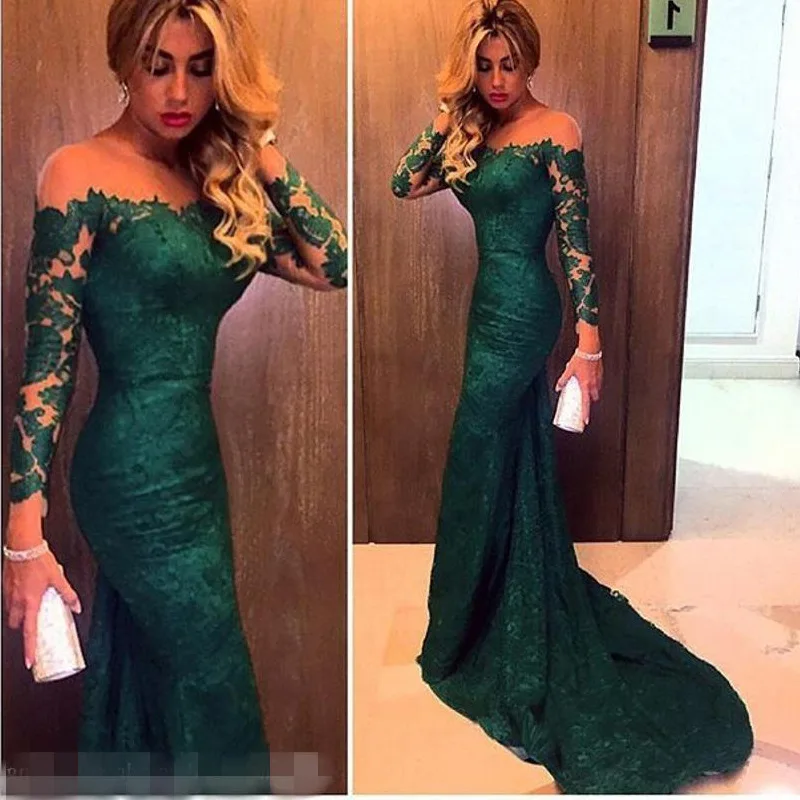 

2020 Autumn New European and American Clothing Off-Shoulder Lace Long Sleeve Mop Evening Long Dresses for Women