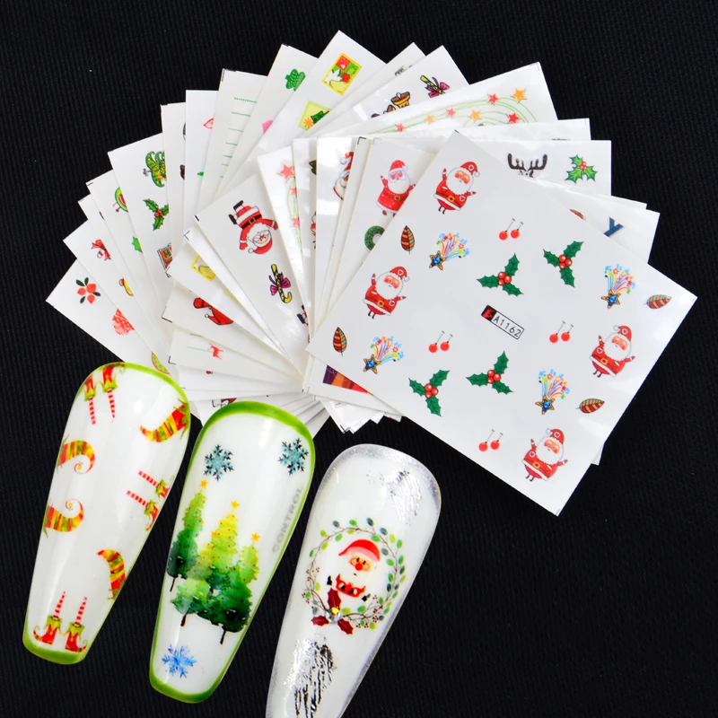 1 комплект наклейка на ногти водная цветочное рождественское наклейки много