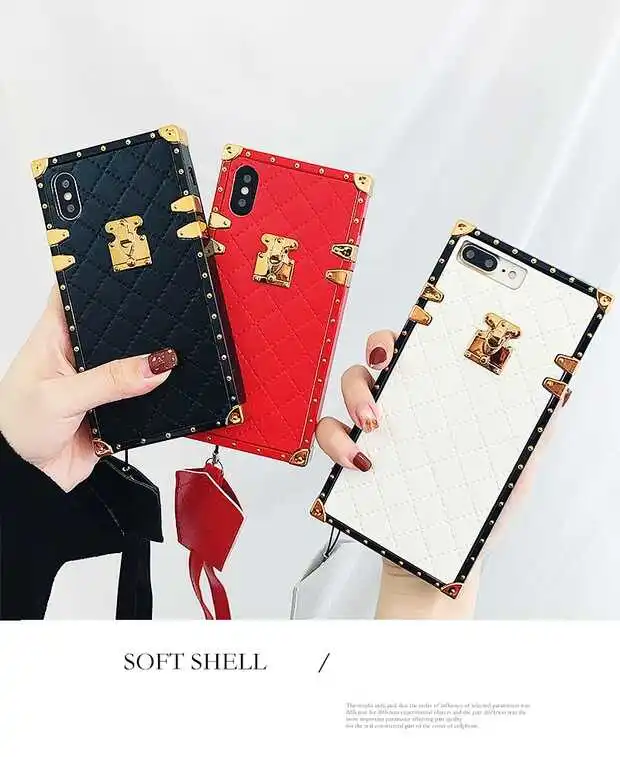 Fashionable Square Lattice Vintage Coque Case - Luxury PU Leather Phone Back Cover for iPhone 12, X, 6, 6s, 7, 8 Plus, XR, and Xs Max image 2