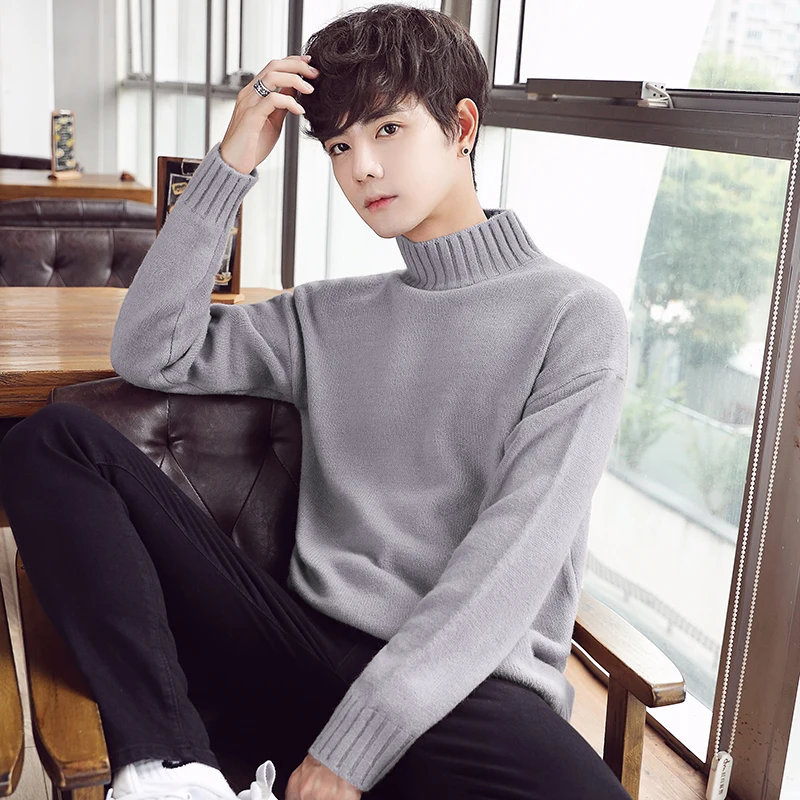 Мужской пуловер зимние теплые водолазки мужские свитера модный вязаный мужской