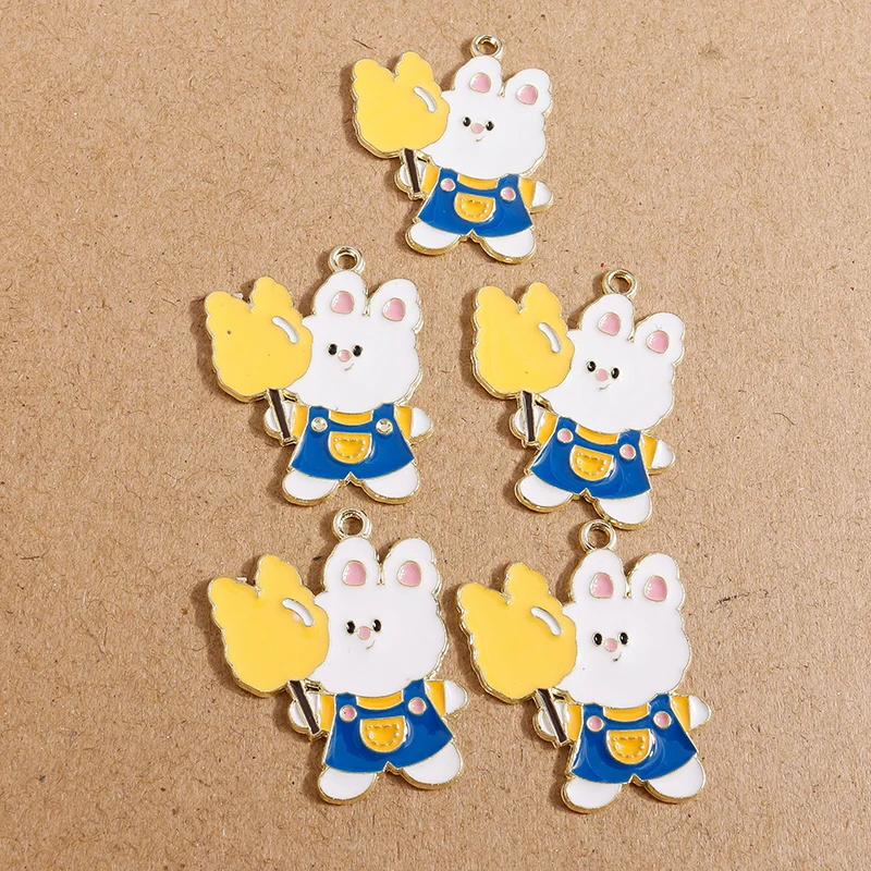 

10pcs 28*31mm Cartoon Enamel Bear Candy Charms for Jewelry Making Alloy Animal Charms Necklaces Earrings Pendants DIY Crafts