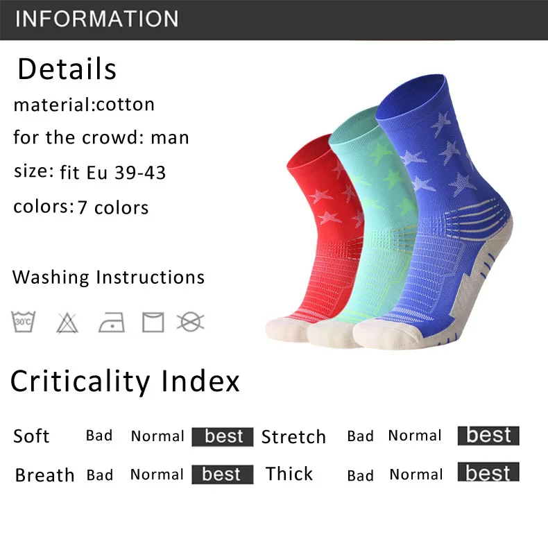 VERIDICAL professional compression socks pentagram breathable man short socks 3 pairs white thick non-slip meias masculino