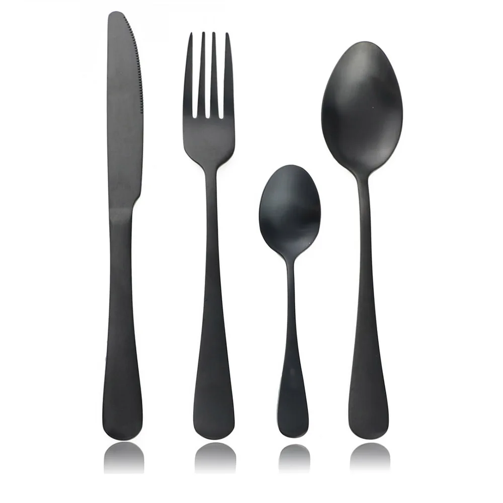 16 шт. высококачественный синий черный набор посуды из нержавеющей стали западные