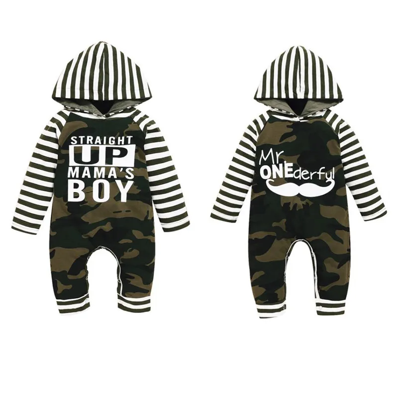 Комбинезоны для новорожденных мальчиков и девочек Камуфляжный комбинезон в